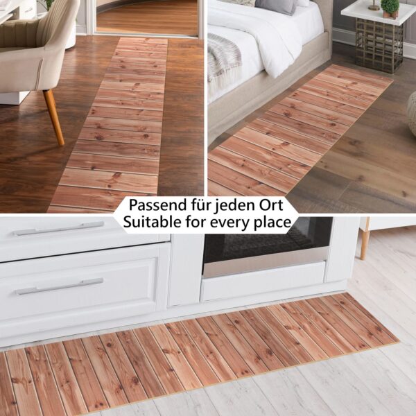 Küchenteppich Küchenläufer rutschfest Flur Läufer Teppichläufer Holz Braun