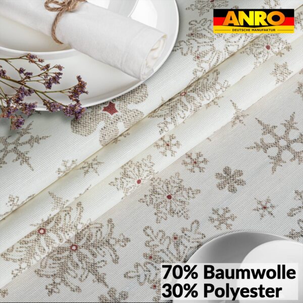 Weihnachtstischdecke Stofftischdecke Tischwäsche abwaschbar Tischtuch Baumwolle Polyester Weihnachten Schneeflocken