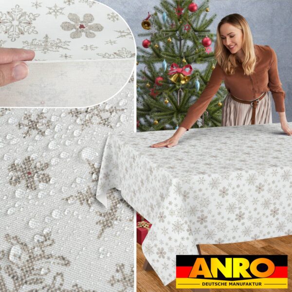 Weihnachtstischdecke Stofftischdecke Tischwäsche abwaschbar Tischtuch Baumwolle Polyester Weihnachten Schneeflocken