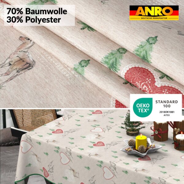 Weihnachtstischdecke Stofftischdecke Tischwäsche abwaschbar Tischtuch Baumwolle Polyester Weihnachten Berge