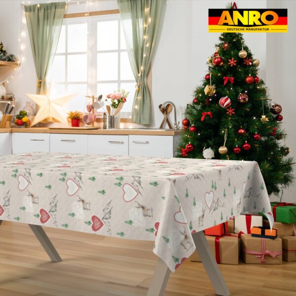 Weihnachtstischdecke Stofftischdecke Tischwäsche abwaschbar Tischtuch Baumwolle Polyester Weihnachten Berge