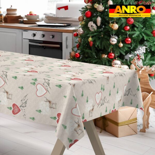 Weihnachtstischdecke Stofftischdecke Tischwäsche abwaschbar Tischtuch Baumwolle Polyester Weihnachten Berge