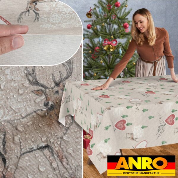 Weihnachtstischdecke Stofftischdecke Tischwäsche abwaschbar Tischtuch Baumwolle Polyester Weihnachten Berge