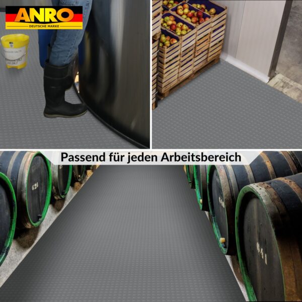 PVC Bodenbelag Noppenbelag Noppen Uni Grau 1mm Meterware 140cm Breite Antirutschmatte