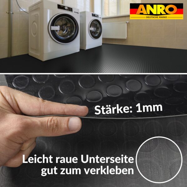 PVC Bodenbelag Boden Noppenbelag Noppen Vinylboden Schwarz 1mm Meterware 100cm Breite