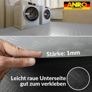 PVC Boden Bodenbelag Vinylboden Riffelblech Tränenblechoptik Silber 1mm Meterware 140cm Breite