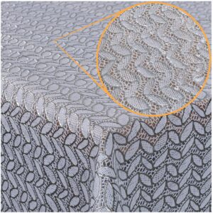 Abwaschbare Tischdecke Lace Vinyl Häkelspitze Optik Spitzentischdecken Blätterchen Silber