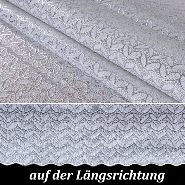 Abwaschbare Tischdecke Lace Vinyl Häkelspitze Optik Spitzentischdecken Blätterchen Silber