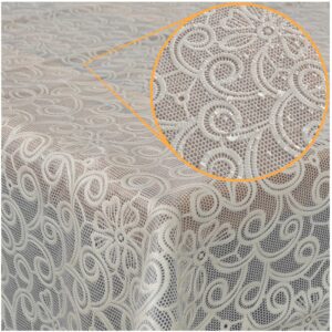 Abwaschbare Tischdecke Lace Vinyl Häkelspitze Optik Spitzentischdecken Blumen Beige