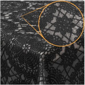Abwaschbare Tischdecke Lace Vinyl Häkelspitze Optik Spitzentischdecken Mandala Schwarz