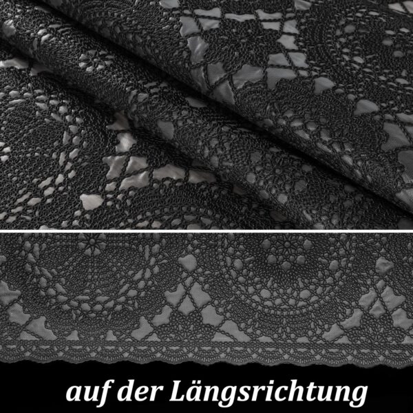 Abwaschbare Tischdecke Lace Vinyl Häkelspitze Optik Spitzentischdecken Mandala Schwarz