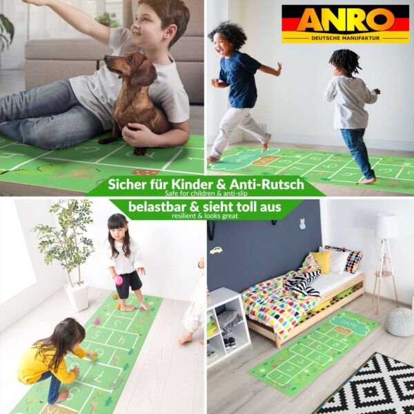 Spielmatte Teppich Läufer Flur Hüpfspiel Hüpfkästchen Spielteppich abwaschbar Hinkepott 75x161cm