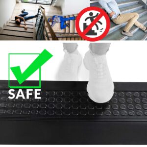 Gummi Stufenmatte mit Kantenschutz Noppen Schwarz Gummimatte Treppen außen