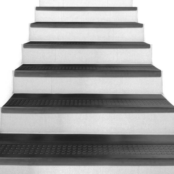 Gummi Stufenmatte mit Kantenschutz Noppen Schwarz Gummimatte Treppen außen