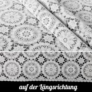 Tischdecke abwaschbar Lace Vinyl Häkel Spitze Optik Kreise Weiß