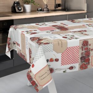 Wachstischdecke Wachstuch Tischdecke Wachstuch Meterware Tischdecke abwaschbar Gartentischdecke Erdbeeren