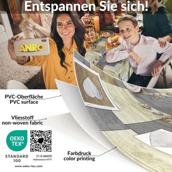 Wachstischdecke Wachstuch Tischdecke Wachstuch Meterware Tischdecke abwaschbar Gartentischdecke Holz Herz