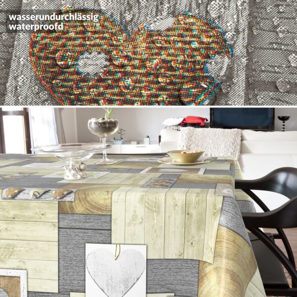 Wachstischdecke Wachstuch Tischdecke Wachstuch Meterware Tischdecke abwaschbar Gartentischdecke Holz Herz
