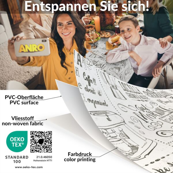 Wachstischdecke Wachstuch Tischdecke Wachstuch Meterware Tischdecke abwaschbar Gartentischdecke Barista Weiß