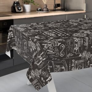 Wachstischdecke Wachstuch Tischdecke Wachstuch Meterware Tischdecke abwaschbar Gartentischdecke Barista Schwarz