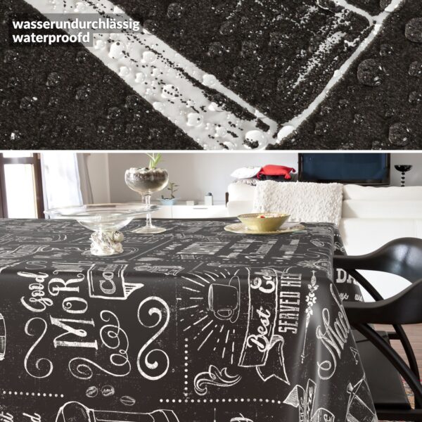 Wachstischdecke Wachstuch Tischdecke Wachstuch Meterware Tischdecke abwaschbar Gartentischdecke Barista Schwarz