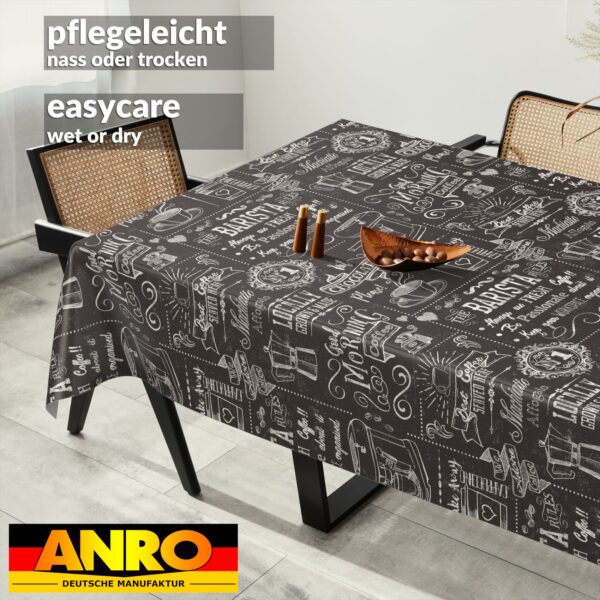 Wachstischdecke Wachstuch Tischdecke Wachstuch Meterware Tischdecke abwaschbar Gartentischdecke Barista Schwarz