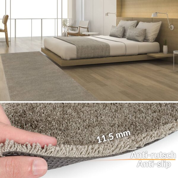 Teppich Wohnzimmer Kurzflor Designer Teppichläufer Uni einfarbig auch für Badezimmer