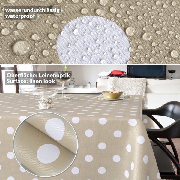 Wachstischdecke Wachstuch Tischdecke Wachstuch Meterware Tischdecke abwaschbar Gartentischdecke Punkte Beige