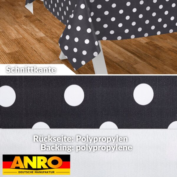 Wachstischdecke Wachstuch Tischdecke Wachstuch Meterware Tischdecke abwaschbar Gartentischdecke Punkte Dunkelgrau