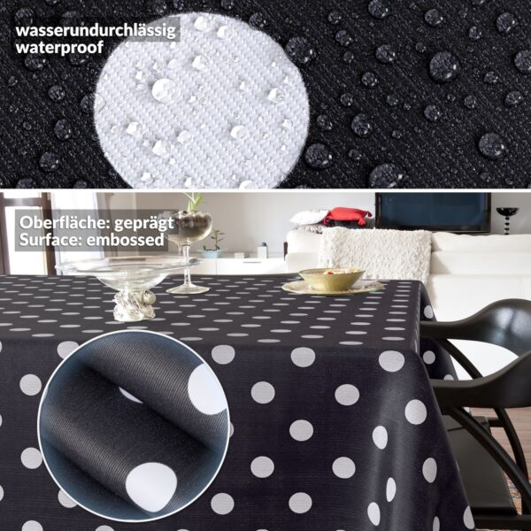Wachstischdecke Wachstuch Tischdecke Wachstuch Meterware Tischdecke abwaschbar Gartentischdecke Punkte Dunkelgrau