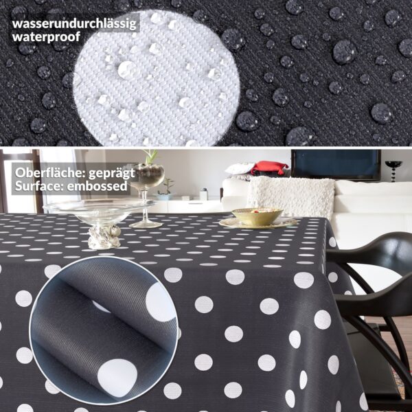 Wachstischdecke Wachstuch Tischdecke Wachstuch Meterware Tischdecke abwaschbar Gartentischdecke Punkte Dunkelgrau