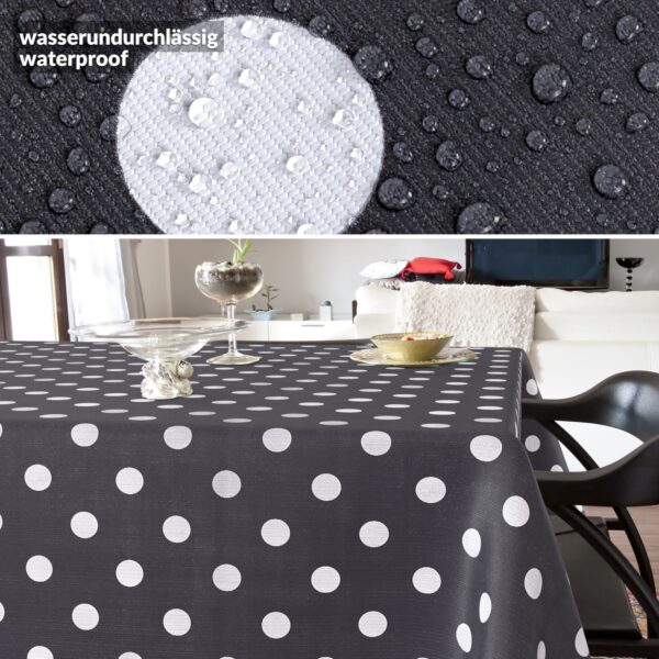 Wachstischdecke Wachstuch Tischdecke Wachstuch Meterware Tischdecke abwaschbar Gartentischdecke Punkte Dunkelgrau