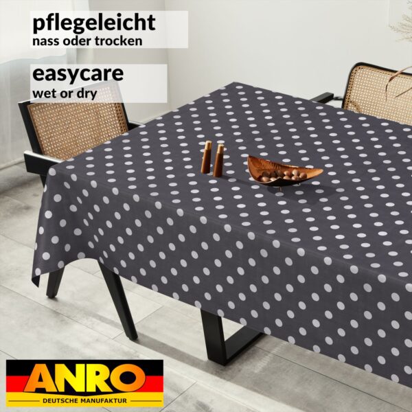 Wachstischdecke Wachstuch Tischdecke Wachstuch Meterware Tischdecke abwaschbar Gartentischdecke Punkte Dunkelgrau