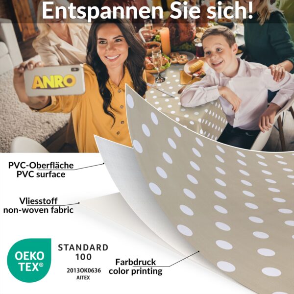 Wachstischdecke Wachstuch Tischdecke Wachstuch Meterware Tischdecke abwaschbar Gartentischdecke Punkte Beige