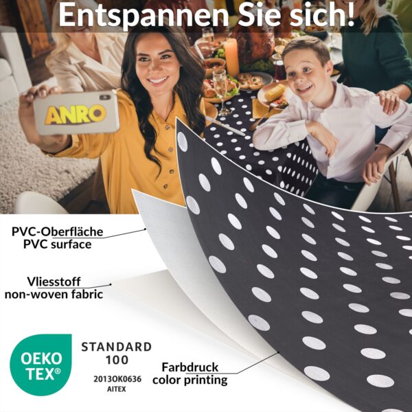 Wachstischdecke Wachstuch Tischdecke Wachstuch Meterware Tischdecke abwaschbar Gartentischdecke Punkte Dunkelgrau