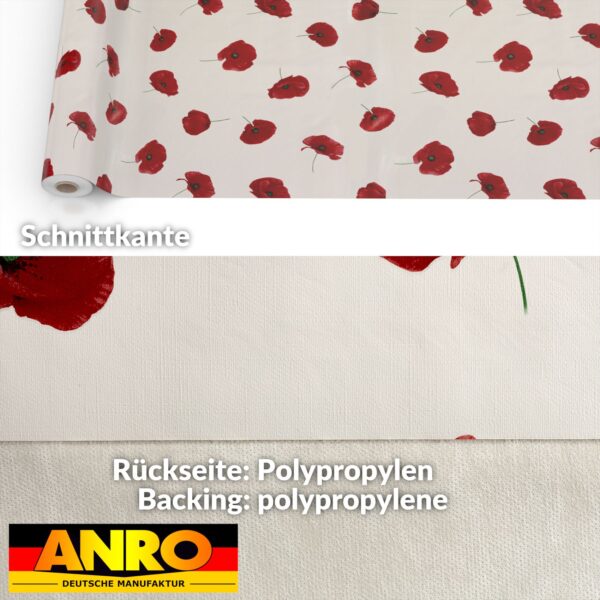 Wachstischdecke Wachstuch Tischdecke Wachstuch Meterware Tischdecke abwaschbar Gartentischdecke Mohnblume Floral