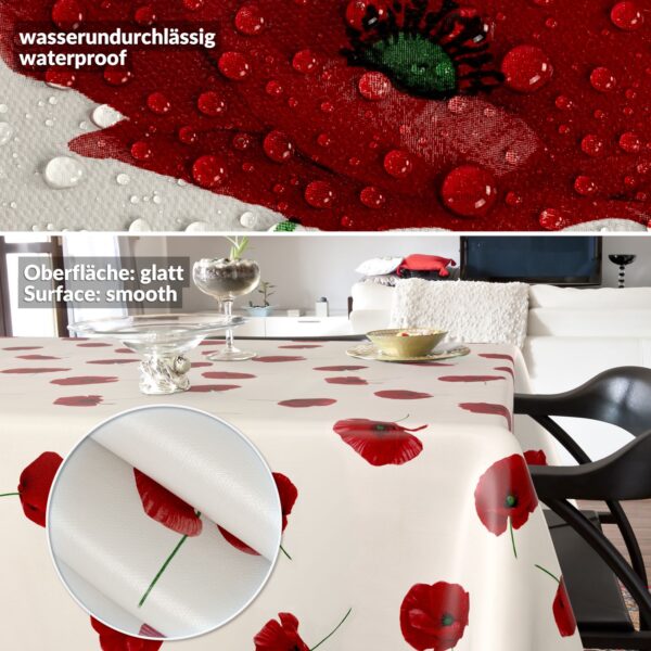 Wachstischdecke Wachstuch Tischdecke Wachstuch Meterware Tischdecke abwaschbar Gartentischdecke Mohnblume Floral