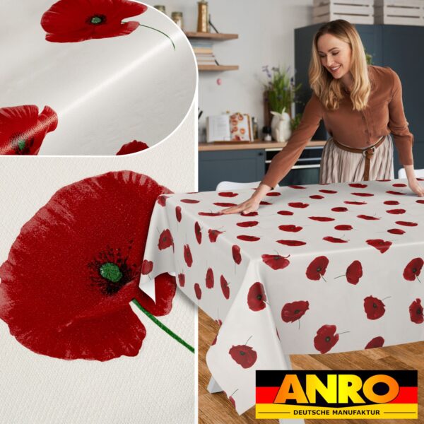 Wachstischdecke Wachstuch Tischdecke Wachstuch Meterware Tischdecke abwaschbar Gartentischdecke Mohnblume Floral