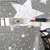 Weihnachtstischdecke Wachstuch Tischdecke Weihnachten abwaschbar Stern Motiv Grau