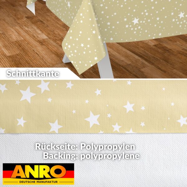 Weihnachtstischdecke Wachstuch Tischdecke Tischdecke Weihnachten abwaschbar Stern Motiv Beige