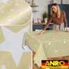 Weihnachtstischdecke Wachstuch Tischdecke Tischdecke Weihnachten abwaschbar Stern Motiv Beige