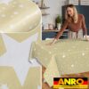 Weihnachtstischdecke Wachstuch Tischdecke Tischdecke Weihnachten abwaschbar Stern Motiv Beige