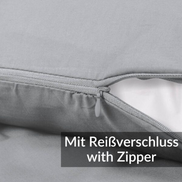Kissenbezug Kopfkissenbezug 100% Baumwolle Kissenhülle atmungsaktiv Hellgrau