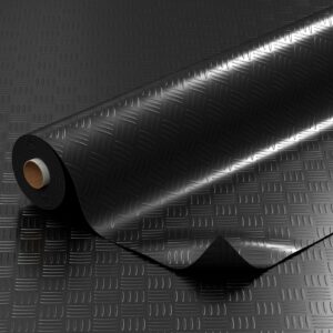 PVC Bodenbelag Vinylboden Meterware Riffelblech Tränenblechoptik Schwarz 1mm 140cm Breite Antirutschmatte