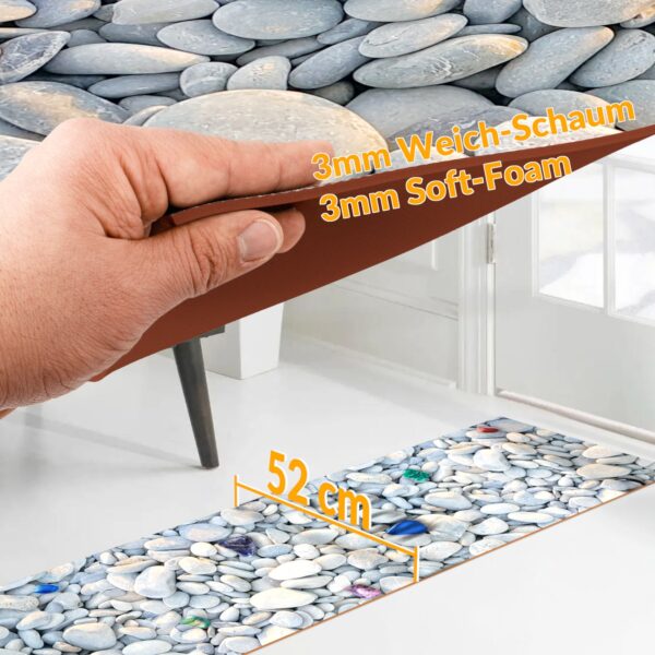 Küchenläufer PVC rutschfest abwaschbar Kieseloptik Mehrfarbig 50cm Breit