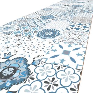 Teppich Küchenläufer Teppichläufer Läufer Flur abwischbar PVC Mirza Maiori Blau 48cm Breit