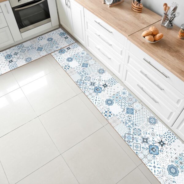 Teppich Küchenläufer Teppichläufer Läufer Flur abwischbar PVC Mirza Maiori Blau 48cm Breit