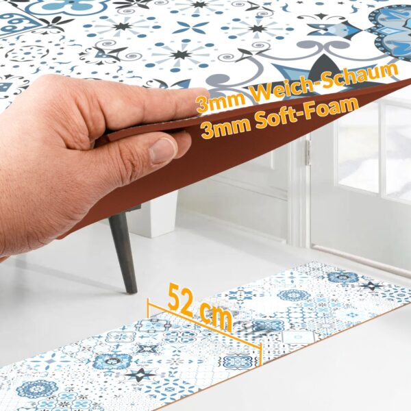 Teppich Küchenläufer Teppichläufer Läufer Flur abwischbar PVC Mirza Maiori Blau 48cm Breit