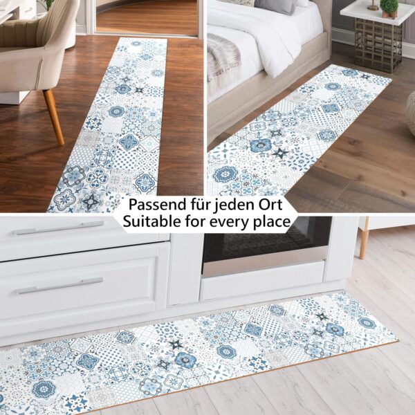 Teppich Küchenläufer Teppichläufer Läufer Flur abwischbar PVC Mirza Maiori Blau 48cm Breit