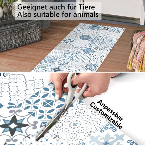 Teppich Küchenläufer Teppichläufer Läufer Flur abwischbar PVC Mirza Maiori Blau 48cm Breit